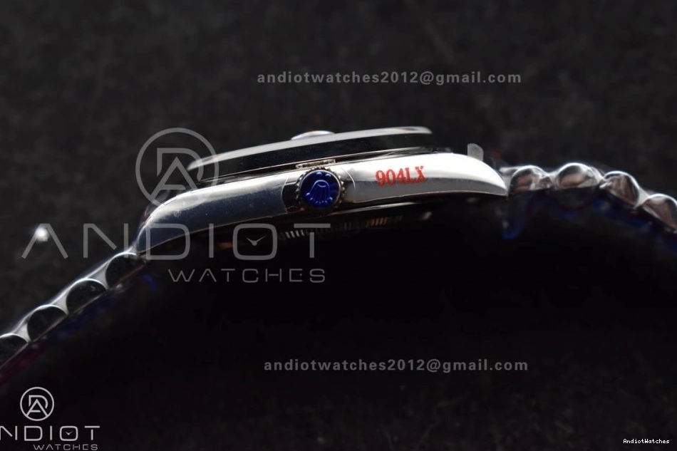 On President Steel Trendsetting Bracelet 40 A3255 GMF 703 V Dial Weighted Markers Tungsten Roman DayDate 904L Blue 0826